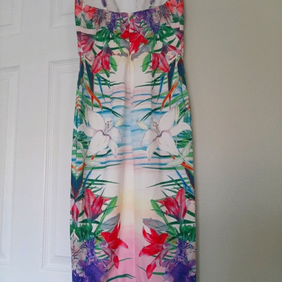 NWT Tropical V Plunge Neck Bodycon Midi Dress - Picture 8 of 10